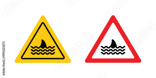 Danger of shark sign concept. Thin line symbol. Solid icons