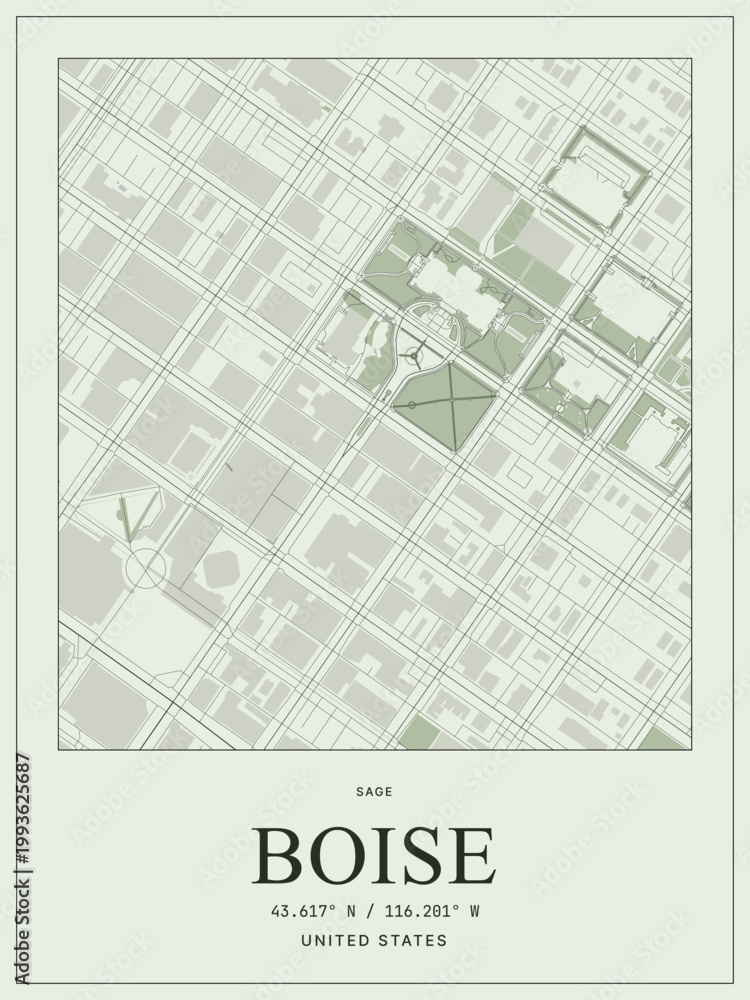 Obraz premium Boise united states city map minimalist poster design