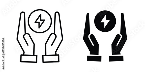 Energy saving icon concept. Thin line symbol. Solid icons