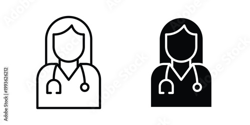 female doctor icon concept. Thin line symbol. Solid icons