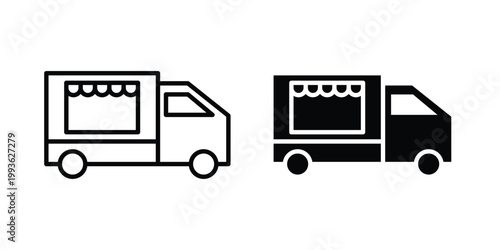 Food truck icon concept. Thin line symbol. Solid icons