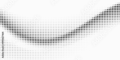 Abstract black halftone dots curved wave pattern on white background vector