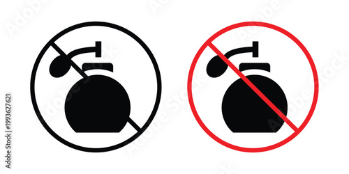Forbidden perfume sign concept. Thin line symbol. Solid icons