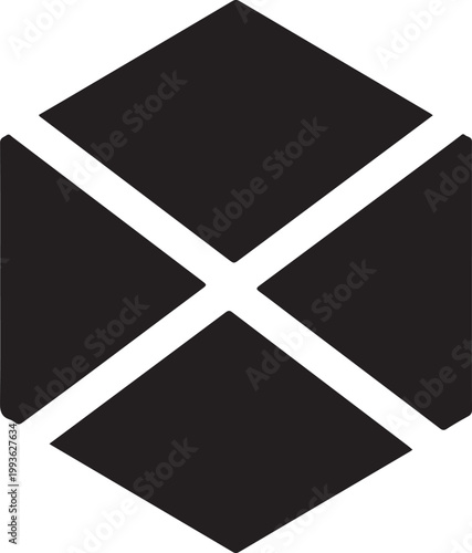 Abstract geometric cube assembly made of four separate polygons.