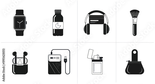 Set of modern electronic gadgets and accessories icons