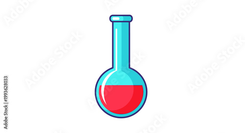 Simple Cartoon Flask with Red Liquid Illustration.