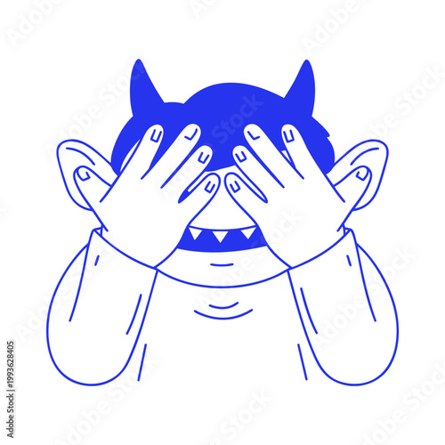 Embarrassed Devil Cartoon Character Illustration