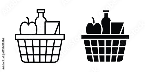 Groceries icon concept. Thin line symbol. Solid icons