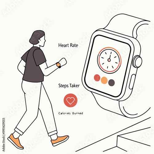 Woman jogging and using smartwatch fitness tracker for activity monitoring