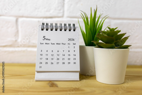 Desktop calendar for May 2026 on the desktop. 