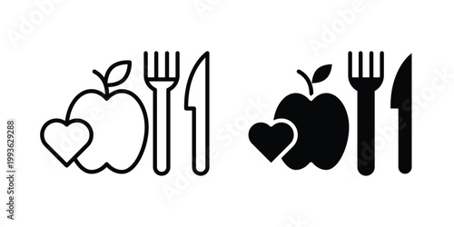 Healthy food icon concept. Thin line symbol. Solid icons