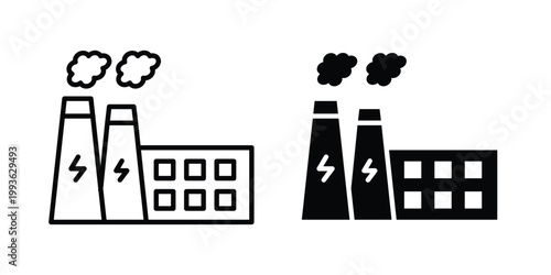 Heat power station icon concept. Thin line symbol. Solid icons