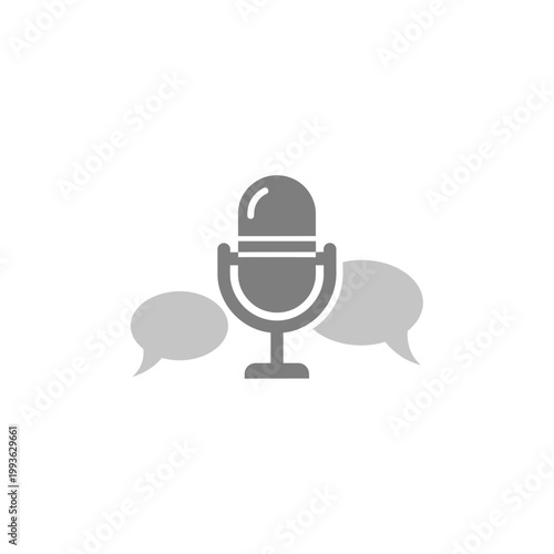 Microphone with speech bubbles icon.