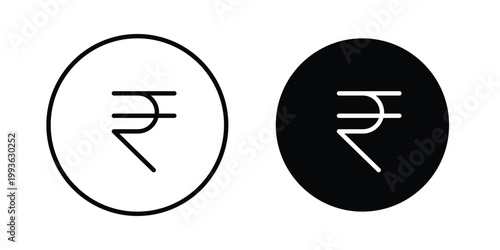 Indian rupee icon concept. Thin line symbol. Solid icons