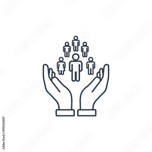 A pair of hands cradling multiple people.