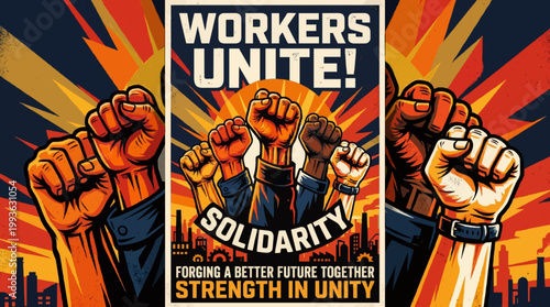 Workers Unite Solidarity Fists Up Illustration for Labor Strength