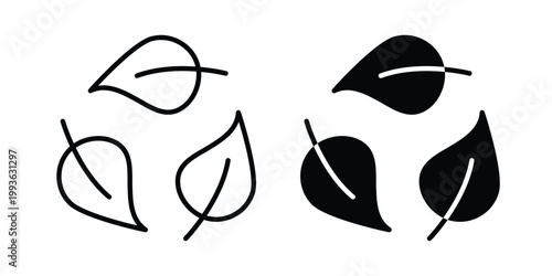 Leaves eco recycle icon concept. Thin line symbol. Solid icons