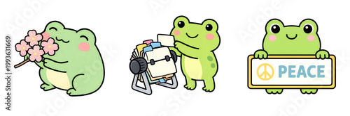 Frog cartoon peace illustration cute character drawing sign