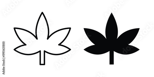Marijuana icon concept. Thin line symbol. Solid icons