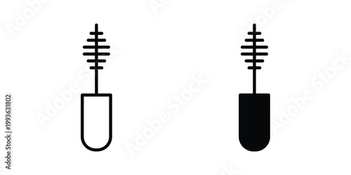 Mascara brush icon concept. Thin line symbol. Solid icons