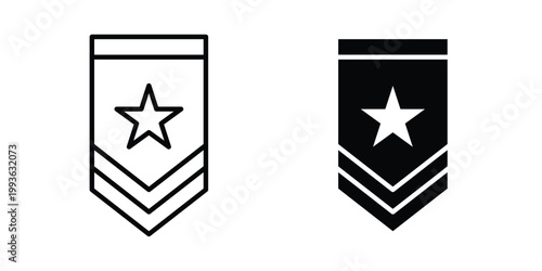 Military rank badge icon concept. Thin line symbol. Solid icons
