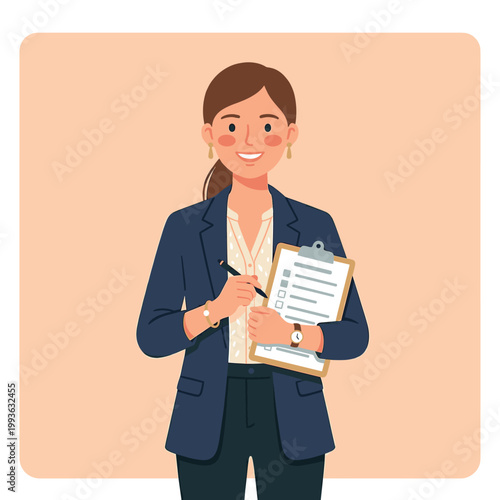 Businesswoman With Clipboard Young Woman With Pen