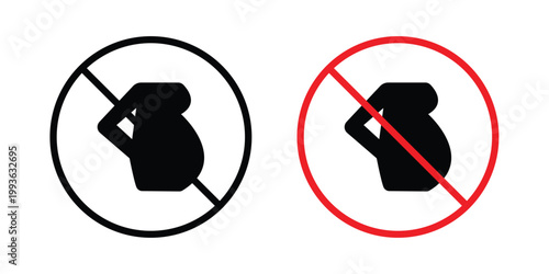 No alcohol during pregnancy period sign concept. Thin line symbol. Solid icons