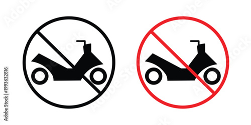 No all terrain vehicle sign concept. Thin line symbol. Solid icons