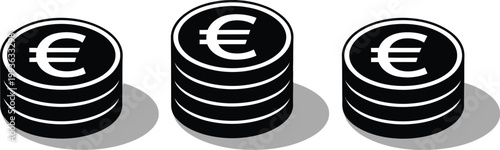 Euro currency icon, minimalist vector illustration of EUR symbol for finance banking exchange rates and global monetary transactions.