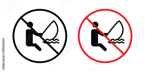 No fishing sign concept. Thin line symbol. Solid icons