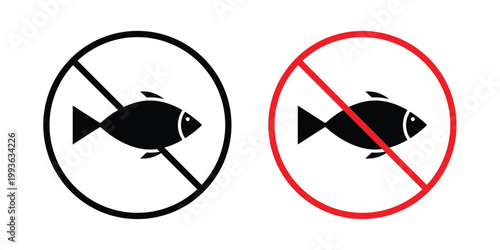 No fishing icon concept. Thin line symbol. Solid icons