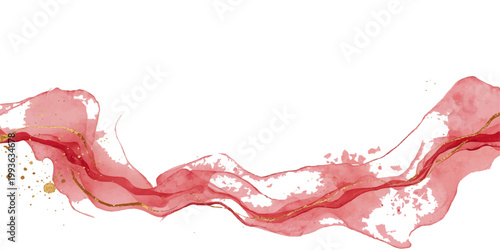 Vibrant red paint splashes and liquid ink drops create a heart shape symbol of love in this artistic vector illustration design