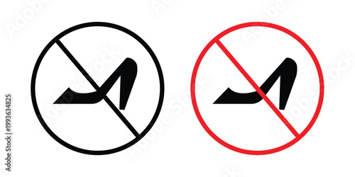 No high heels sign concept. Thin line symbol. Solid icons