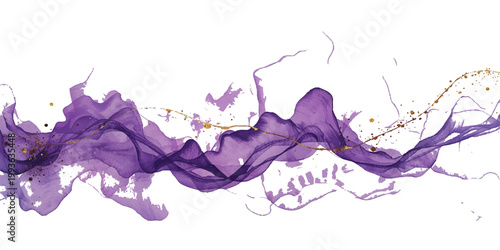Abstract blue and purple watercolor background design featuring artistic splashes of pink ink and liquid paint drops on a grunge paper texture illustration