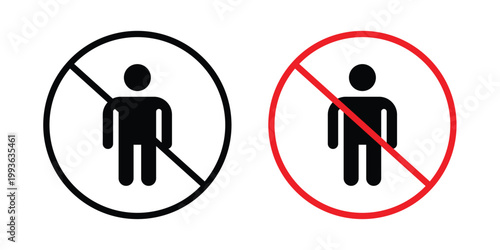 No man sign concept. Thin line symbol. Solid icons