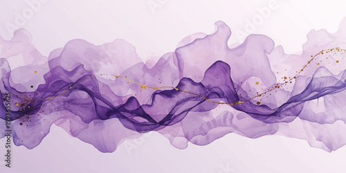 Abstract blue watercolor winter landscape with icy ocean glacier mountains snow flowers and frozen arctic sea