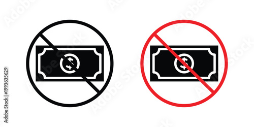 No money sign concept. Thin line symbol. Solid icons