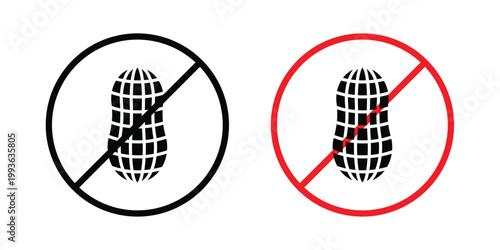No peanut sign concept. Thin line symbol. Solid icons