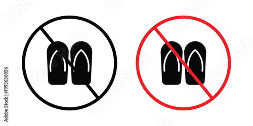 No sandals sign concept. Thin line symbol. Solid icons