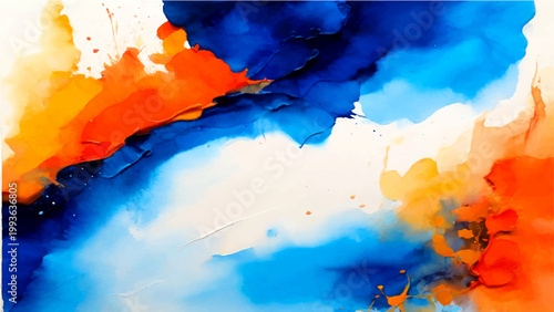 Vibrant watercolor artistic background composed of mixed vivid colors painting and expressive abstract concept in fluid artistic composition.