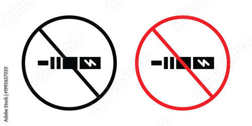 No vaping icon concept. Thin line symbol. Solid icons