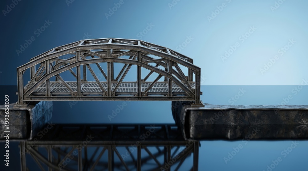 Naklejka premium Object Only Composition of Sturdy Metallic Bridge Structure Span