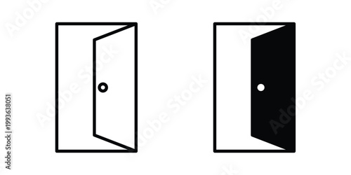Open door icon concept. Thin line symbol. Solid icons