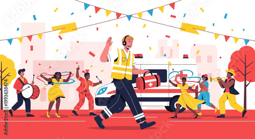 Paramedic Leads Parade Celebrating Health and Recovery with Community