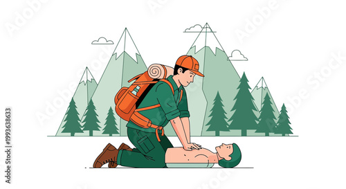Backpacker Performs CPR on Person in Mountainous Wilderness