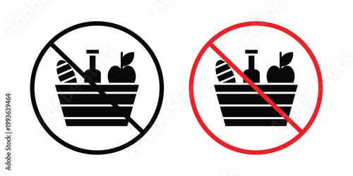 Picnics are prohibited sign concept. Thin line symbol. Solid icons