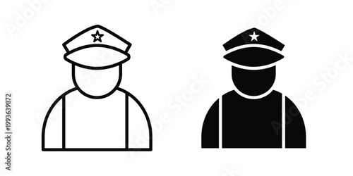 Police icon concept. Thin line symbol. Solid icons