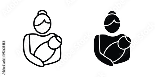 Postnatal care icon concept. Thin line symbol. Solid icons