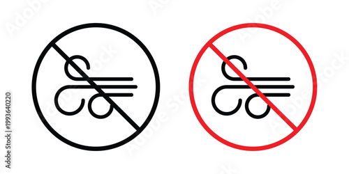 Prohibited wind icon concept. Thin line symbol. Solid icons