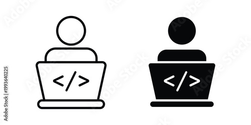 Programmer icon concept. Thin line symbol. Solid icons